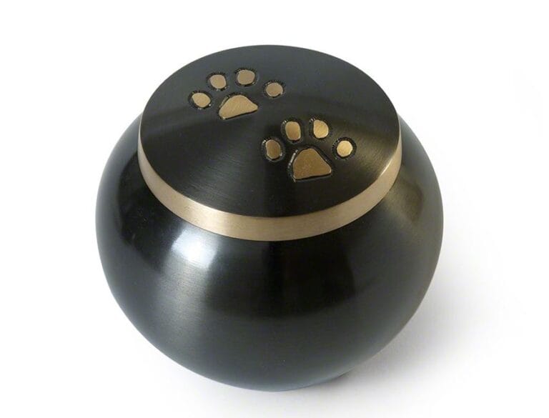Paw Print Urn In Brushed Metal - XS, S, M, L, XL sizes